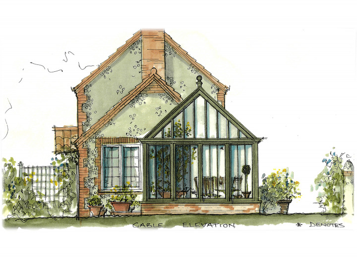 Glazed link and plant house to a Norfolk Cottage