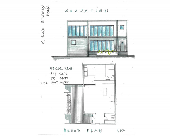 Modernist clapboard and render 2 bed house