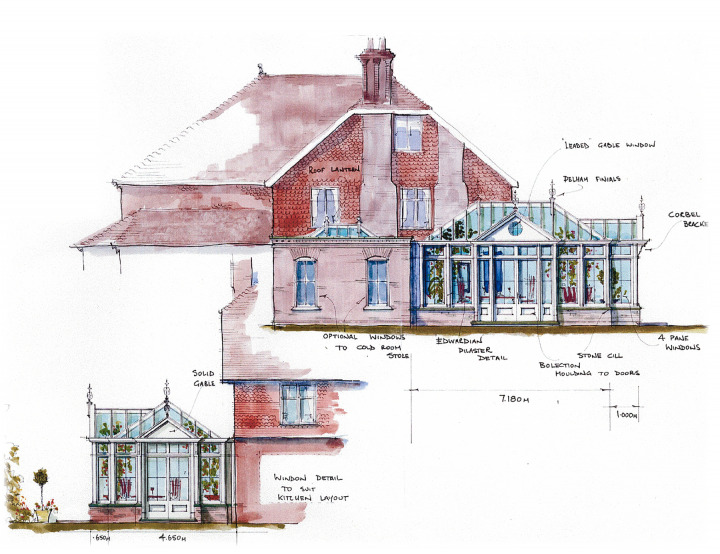 Twin gabled Edwardian conservatory