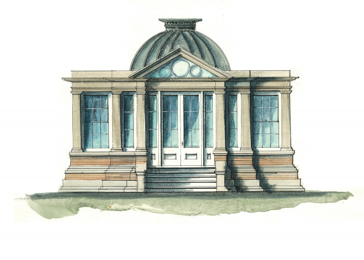 Classical folly with leaded dome