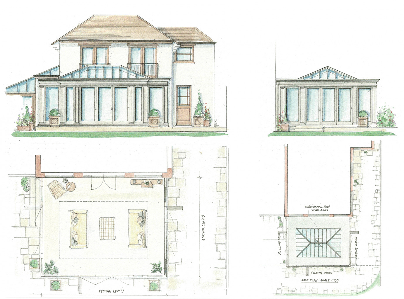 Garden Room with classic styling, lantern and lead roof